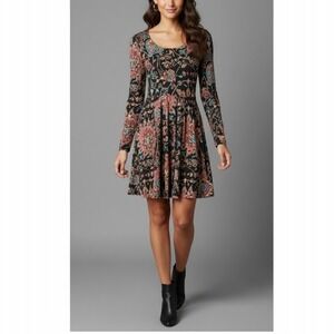 Peruvian Connection Long Sleeve Floral Paisley Print Mini Dress Size XS